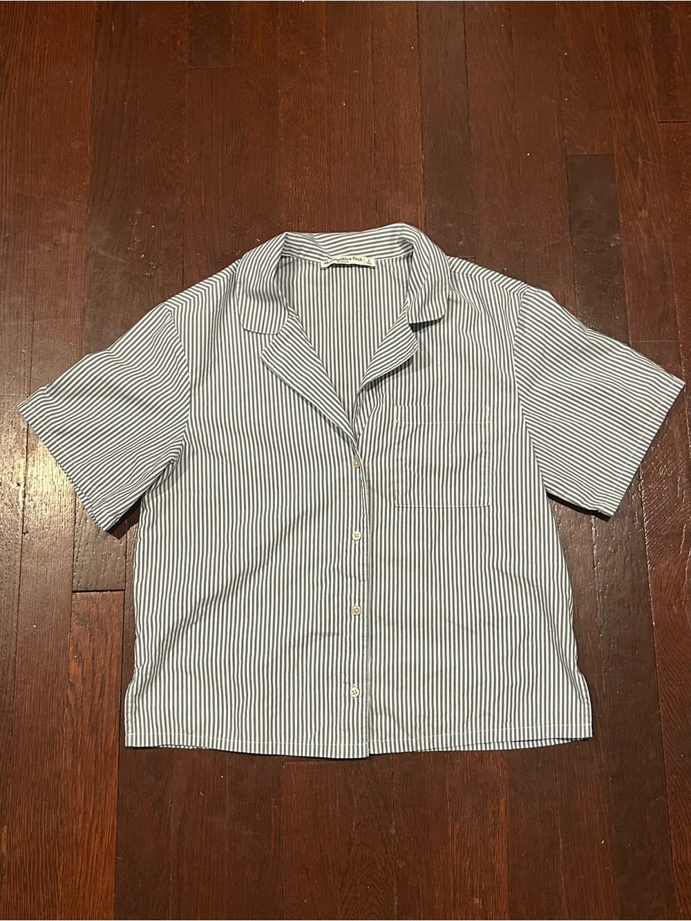 Abercrombie & Fitch Blue & White Striped Short Sleeve Pajama Top